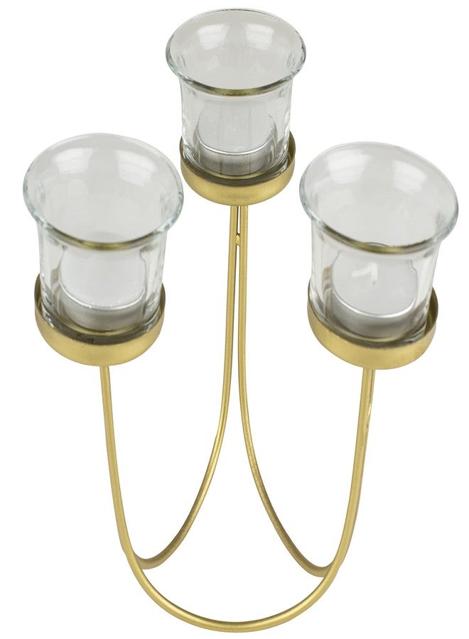 حامل شموع معدني متعدد الاستخدامات من كاميري بازار مع 3 شموع زجاجية - Image 1